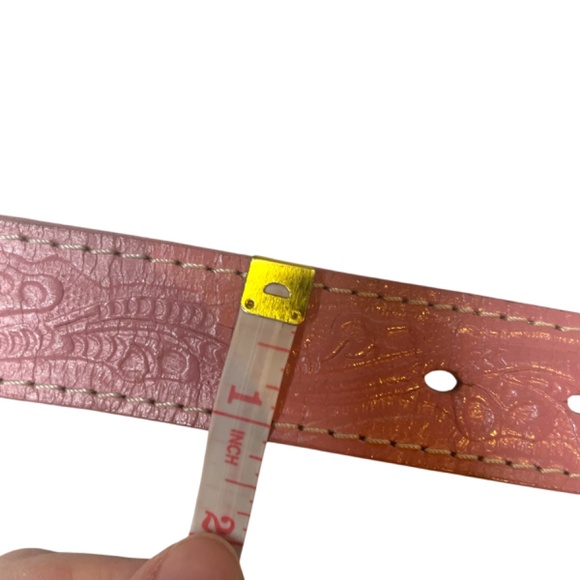 Pink Leather Belt-Youth Girls-Tooled Stamped-Western Belt - Picture 10 of 11